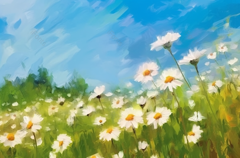 夏日小清新绿草地风景油画背景,插画/手绘图,插画/手绘图库,插画/手绘图下载,插画/手绘
